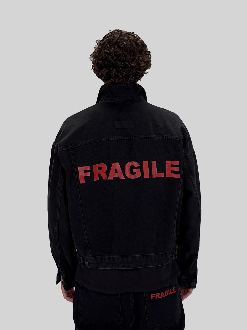 BOXY DENIM JACKET - WASHED BLACK